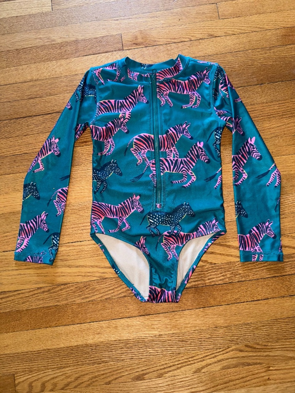 Tea collection- Teal and pink zebra-print bathing suit- size 5